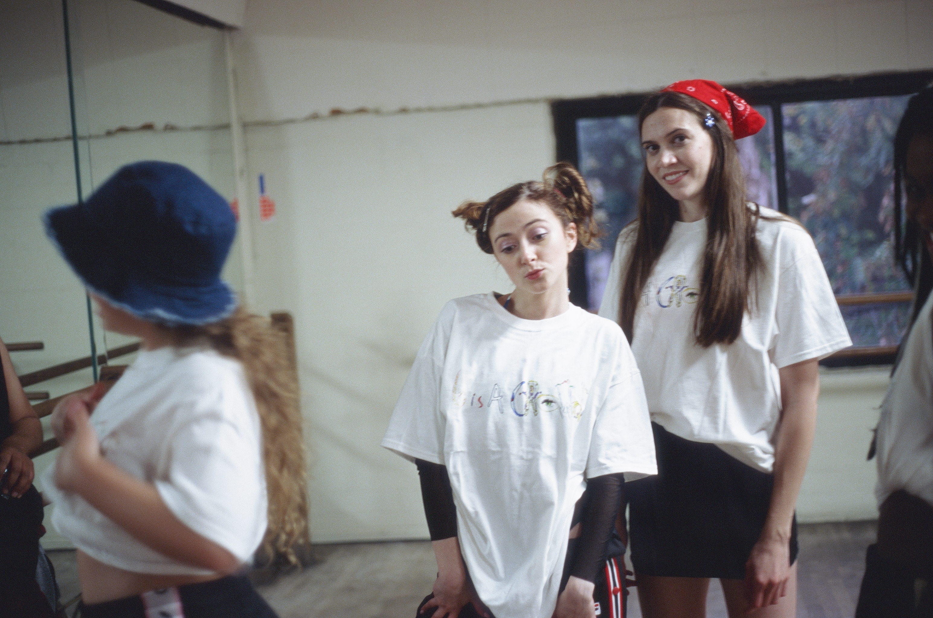 Chloe T and Frankie in front of the camera